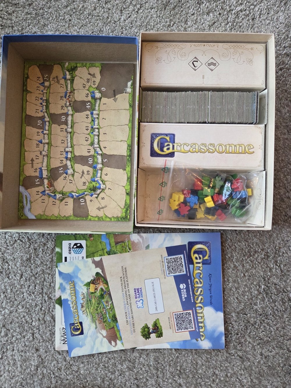 Carcassonne Board Game With The River And The Abbott Mini Expansions